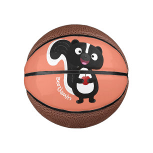 Cute happy skunk cartoon illustratie basketbal