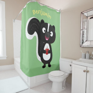 Cute happy skunk cartoon illustratie douchegordijn