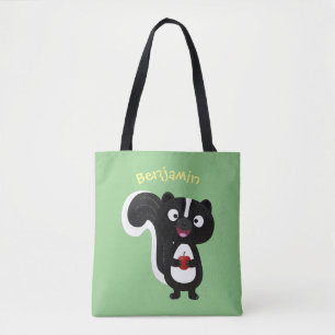 Cute happy skunk cartoon illustratie draagtas