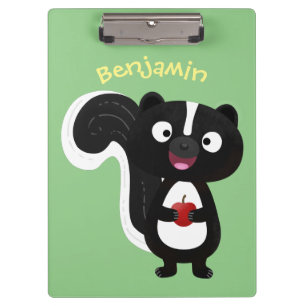 Cute happy skunk cartoon illustratie klembord