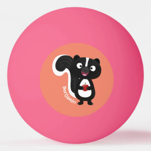 Cute happy skunk cartoon illustratie pingpongballen