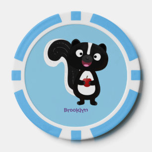 Cute happy skunk cartoon illustratie poker chips
