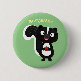 Cute happy skunk cartoon illustratie ronde button 5,7 cm