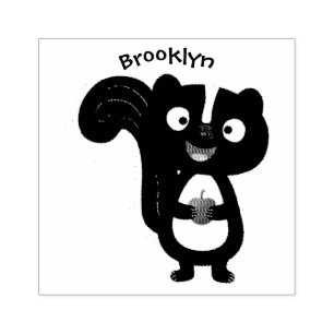 Cute happy skunk cartoon illustratie 	rubberstempel