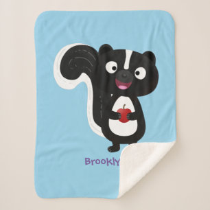Cute happy skunk cartoon illustratie sherpa deken