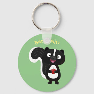 Cute happy skunk cartoon illustratie sleutelhanger