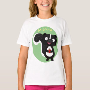 Cute happy skunk cartoon illustratie t-shirt