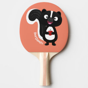Cute happy skunk cartoon illustratie tafeltennisbatje