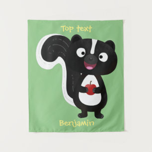 Cute happy skunk cartoon illustratie wandkleed