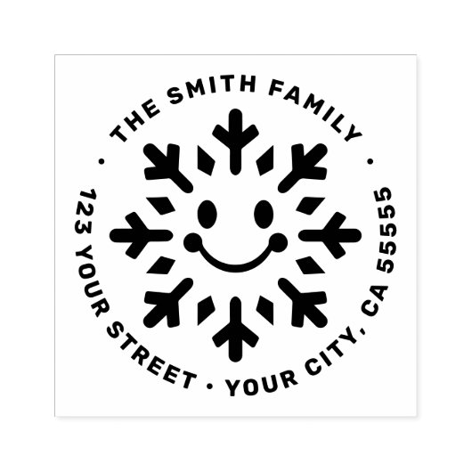 Cute happy snowflake return address rubberstempel (Afrduk)