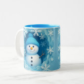Cute Happy Snowman Face Personalized Coffee Mug (Devant gauche)