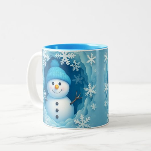 Cute Happy Snowman Face Personalized Coffee Mug (Devant gauche)