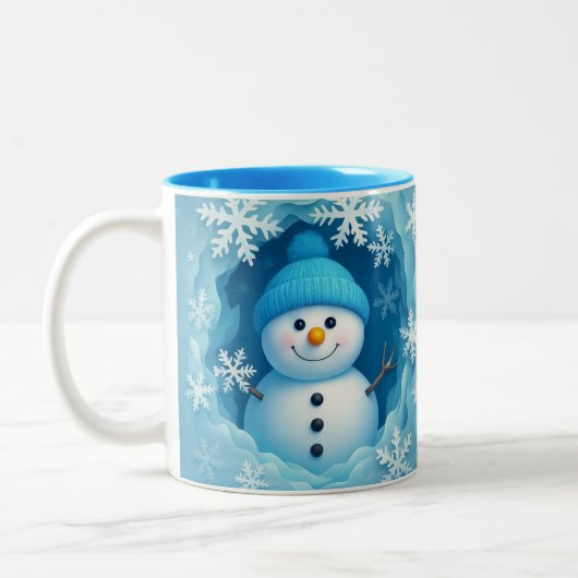 Cute Happy Snowman Face Personalized Coffee Mug (Gauche)