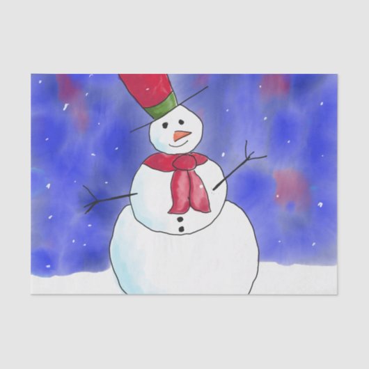 Cute Happy Snowman Illustration Tissuepapier (Voorkant)