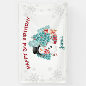 Cute Happy Snowman kerstfeest Spandoek (Verticaal)