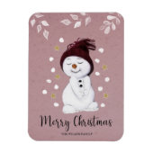 Cute Happy Snowman Pink kerstavond Magneet (Verticaal)