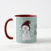 Cute Happy Snowman Winter Blue Kerstmis Mok (Links)