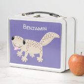 Cute happy spotted tan gecko cartoon (In situ)