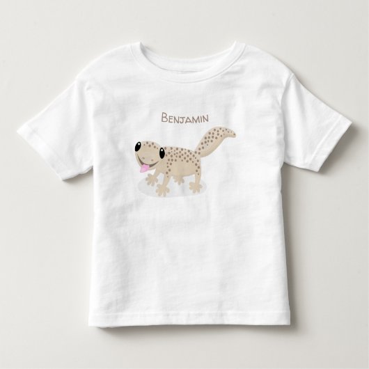 Cute happy spotted tan gecko cartoon kinder shirts (Voorkant)