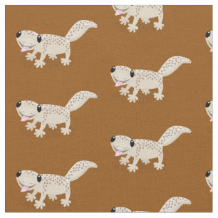 Cute happy spotted tan gecko cartoon stof