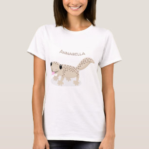 Cute happy spotted tan gecko cartoon t-shirt