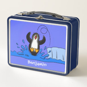 Cute happy springing pinguin cartoon illustratie
