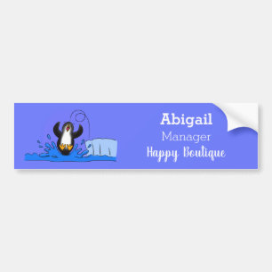 Cute happy springing pinguin cartoon illustratie bumpersticker