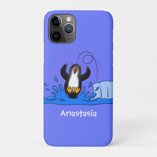 Cute happy springing pinguin cartoon illustratie Case-Mate iPhone case (Achterkant)
