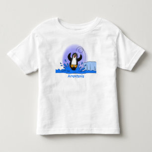 Cute happy springing pinguin cartoon illustratie kinder shirts