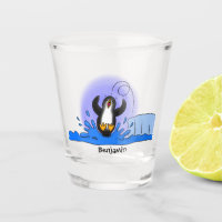 Cute happy springing pinguin cartoon illustratie