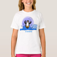 Cute happy springing pinguin cartoon illustratie