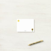Cute Happy Sun en Sunflower Post-it® Notes (Op bureau)
