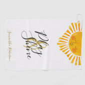 Cute Happy Sun Name Monogram Golfhanddoek (Horizontaal)