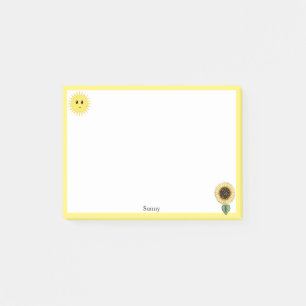Cute Happy Sun, Sunflower & Yellow Lijst Post-it® Notes