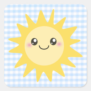 Cute Happy Sun Vierkante Sticker