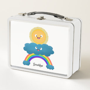 Cute happy sun wolwolk regenboog cartoon