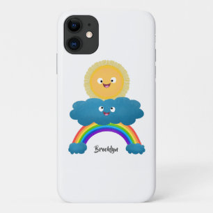 Cute happy sun wolwolk regenboog cartoon iPhone 11 hoesje