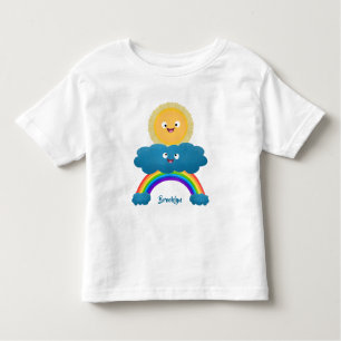 Cute happy sun wolwolk regenboog cartoon kinder shirts