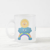 Cute happy sun wolwolk regenboog cartoon matglas koffiemok (Links)