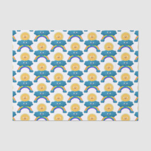 Cute happy sun wolwolk regenboog cartoon tissuepapier