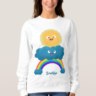 Cute happy sun wolwolk regenboog cartoon trui