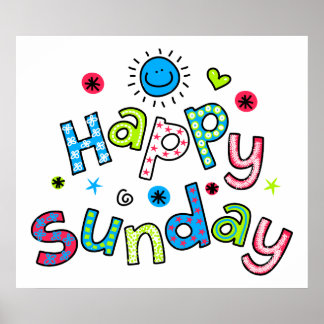 Cute Happy Sunday Week Greep Text Expression Poster
