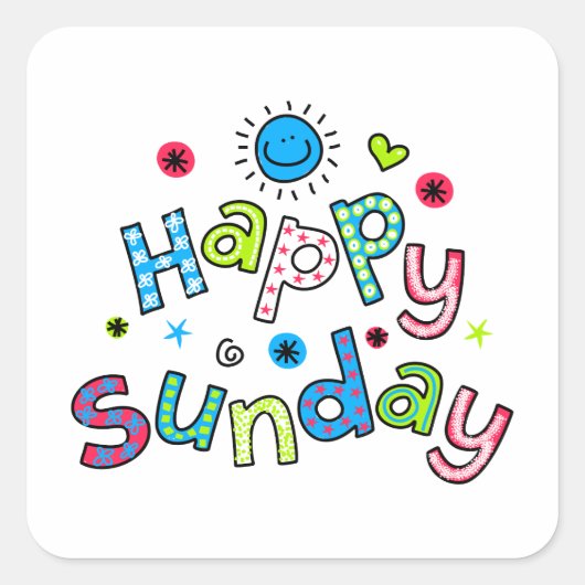 Cute Happy Sunday Week Greep Text Expression Vierkante Sticker (Voorkant)