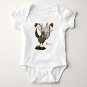 Cute happy superb lyrebird cartoon illustratie romper