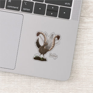 Cute happy superb lyrebird cartoon illustratie sticker