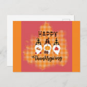 Cute Happy Thanksgiving Gnomen Briefkaart (Voorkant / Achterkant)