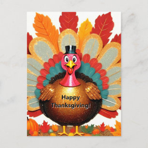 Cute Happy Thanksgiving Turkey Briefkaart