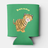 Cute happy tijgerkub cartoon blikjeskoeler (Achterkant)