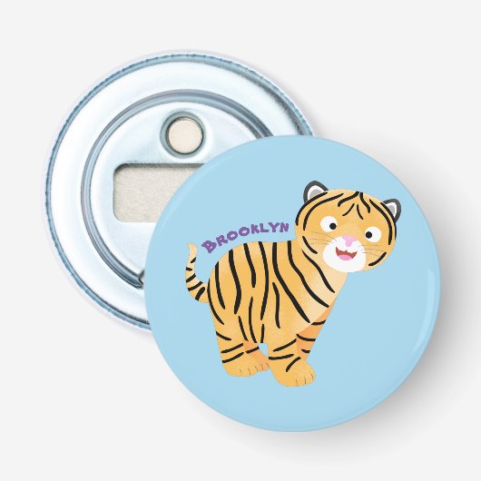 Cute happy tijgerkub cartoon button flesopener (Voorkant)