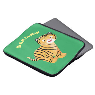 Cute happy tijgerkub cartoon laptop sleeve